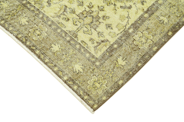 Overdyed Vintage Sarı Eskitme Pamuk Yün El Dokuma Halısı 117x204 Agacan