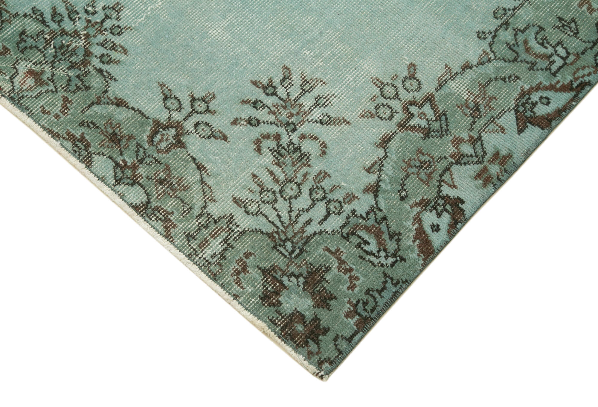 Overdyed Vintage Mavi Eskitme Pamuk Yün El Dokuma Halısı 117x200 Agacan
