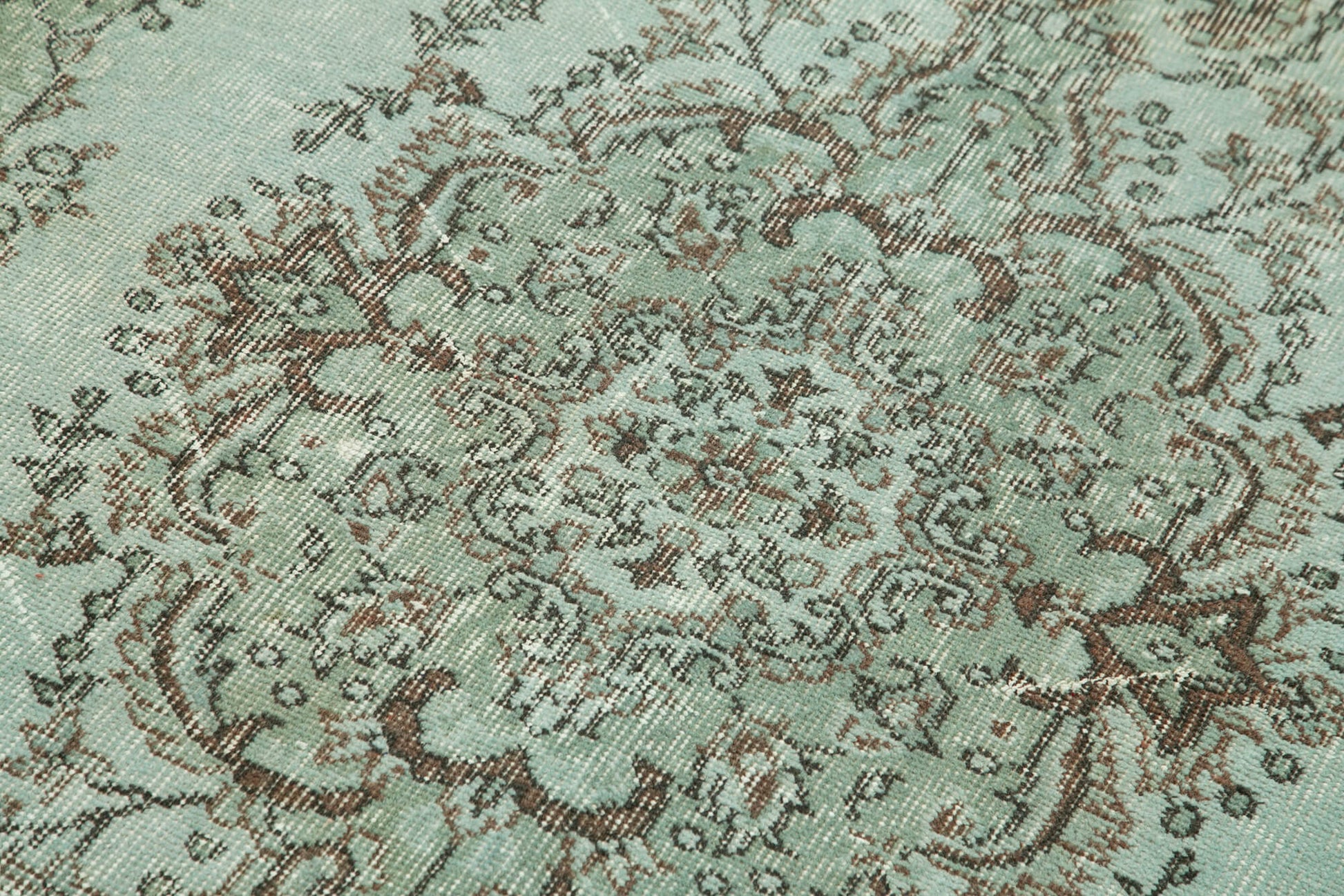 Overdyed Vintage Mavi Eskitme Pamuk Yün El Dokuma Halısı 117x200 Agacan