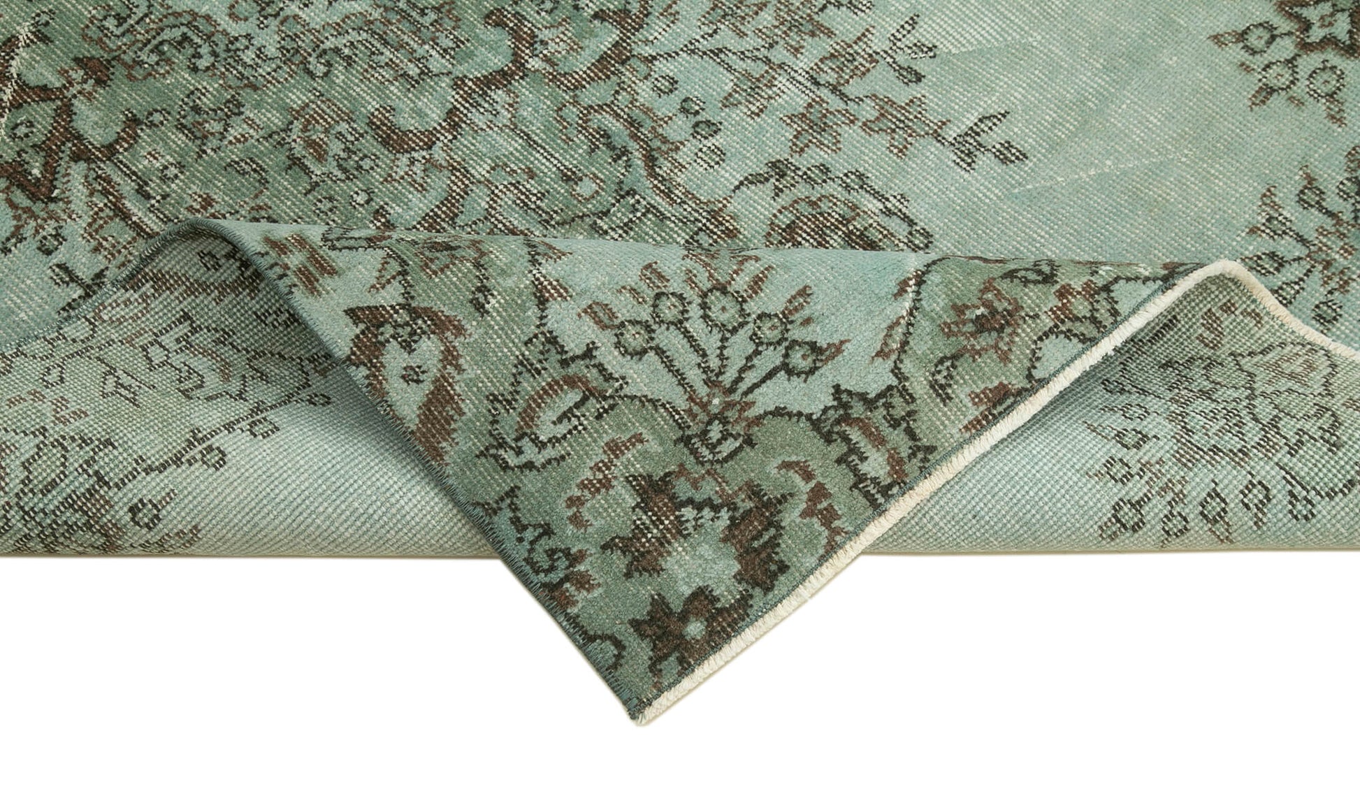 Overdyed Vintage Mavi Eskitme Pamuk Yün El Dokuma Halısı 117x200 Agacan