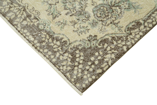Overdyed Vintage Bej Eskitme Pamuk Yün El Dokuma Halısı 115x203 Agacan