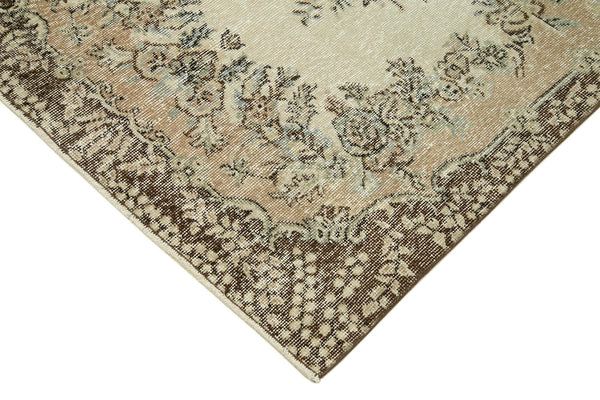 Overdyed Vintage Bej Eskitme Pamuk Yün El Dokuma Halısı 108x213 Agacan