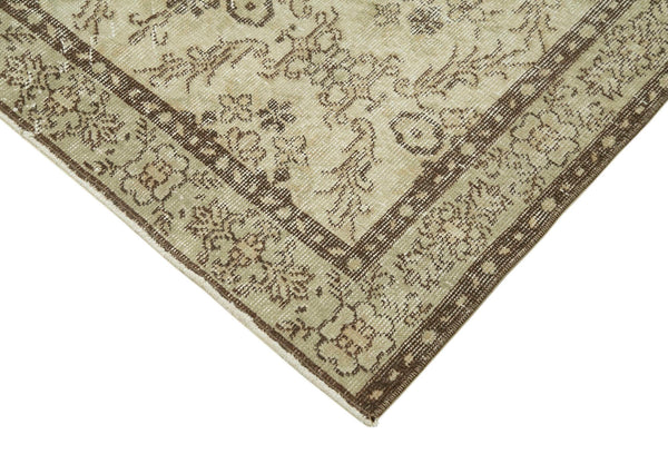 Overdyed Vintage Bej Eskitme Pamuk Yün El Dokuma Halısı 115x208 Agacan
