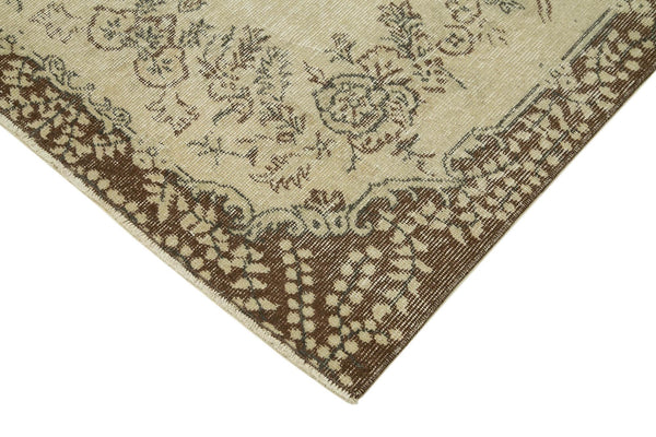 Overdyed Vintage Bej Eskitme Pamuk Yün El Dokuma Halısı 115x200 Agacan