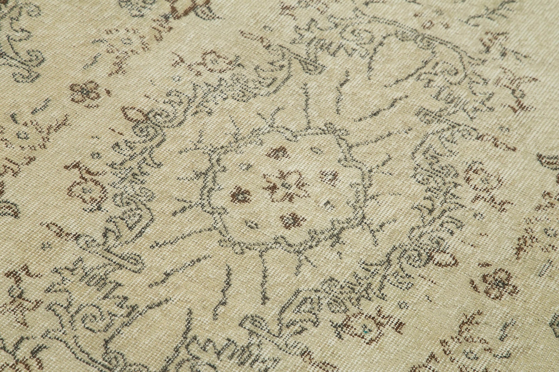 Overdyed Vintage Bej Eskitme Pamuk Yün El Dokuma Halısı 115x200 Agacan