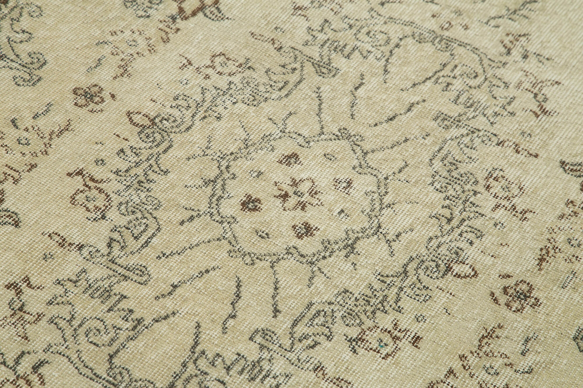 Overdyed Vintage Bej Eskitme Pamuk Yün El Dokuma Halısı 115x200 Agacan