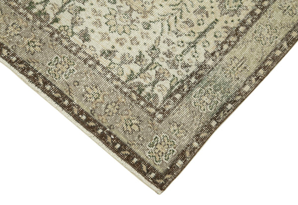 Overdyed Vintage Bej Eskitme Pamuk Yün El Dokuma Halısı 118x204 Agacan