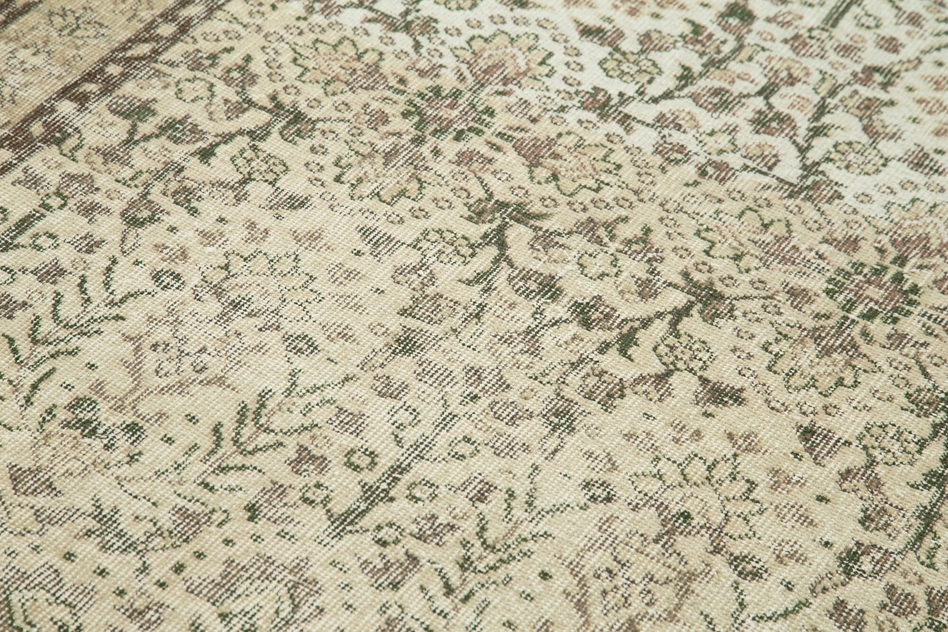 Overdyed Vintage Bej Eskitme Pamuk Yün El Dokuma Halısı 118x204 Agacan