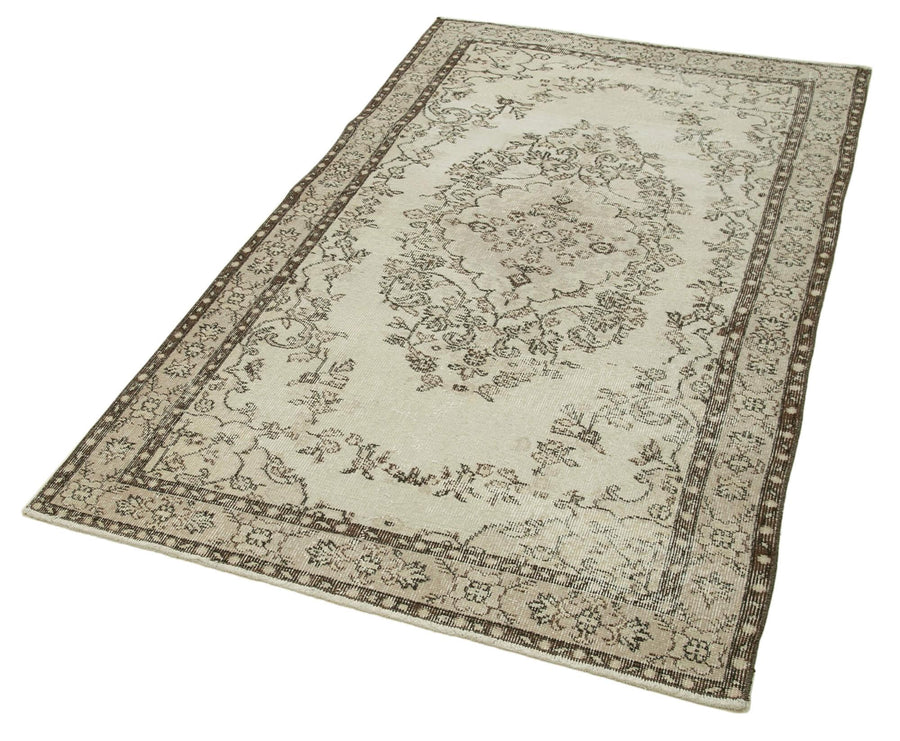 Overdyed Vintage Bej Eskitme Pamuk Yün El Dokuma Halısı 116x200 Agacan