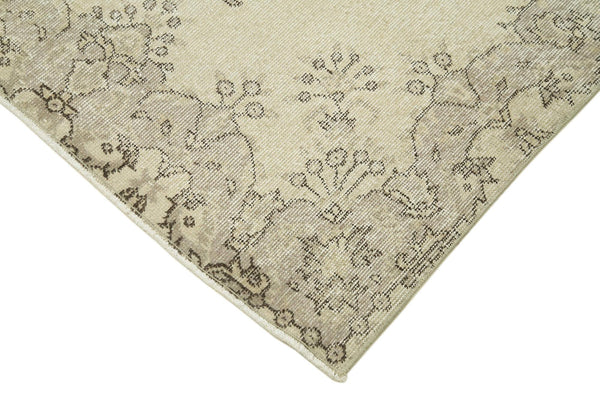 Overdyed Vintage Bej Eskitme Pamuk Yün El Dokuma Halısı 114x200 Agacan