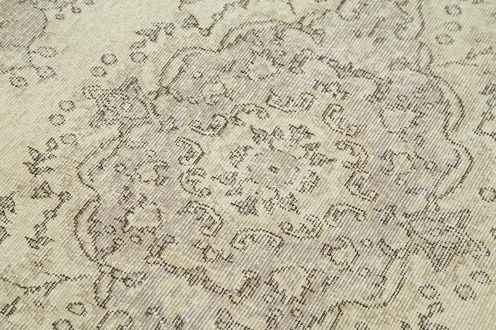 Overdyed Vintage Bej Eskitme Pamuk Yün El Dokuma Halısı 114x200 Agacan