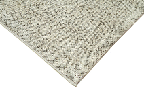 Overdyed Vintage Bej Eskitme Pamuk Yün El Dokuma Halısı 111x202 Agacan