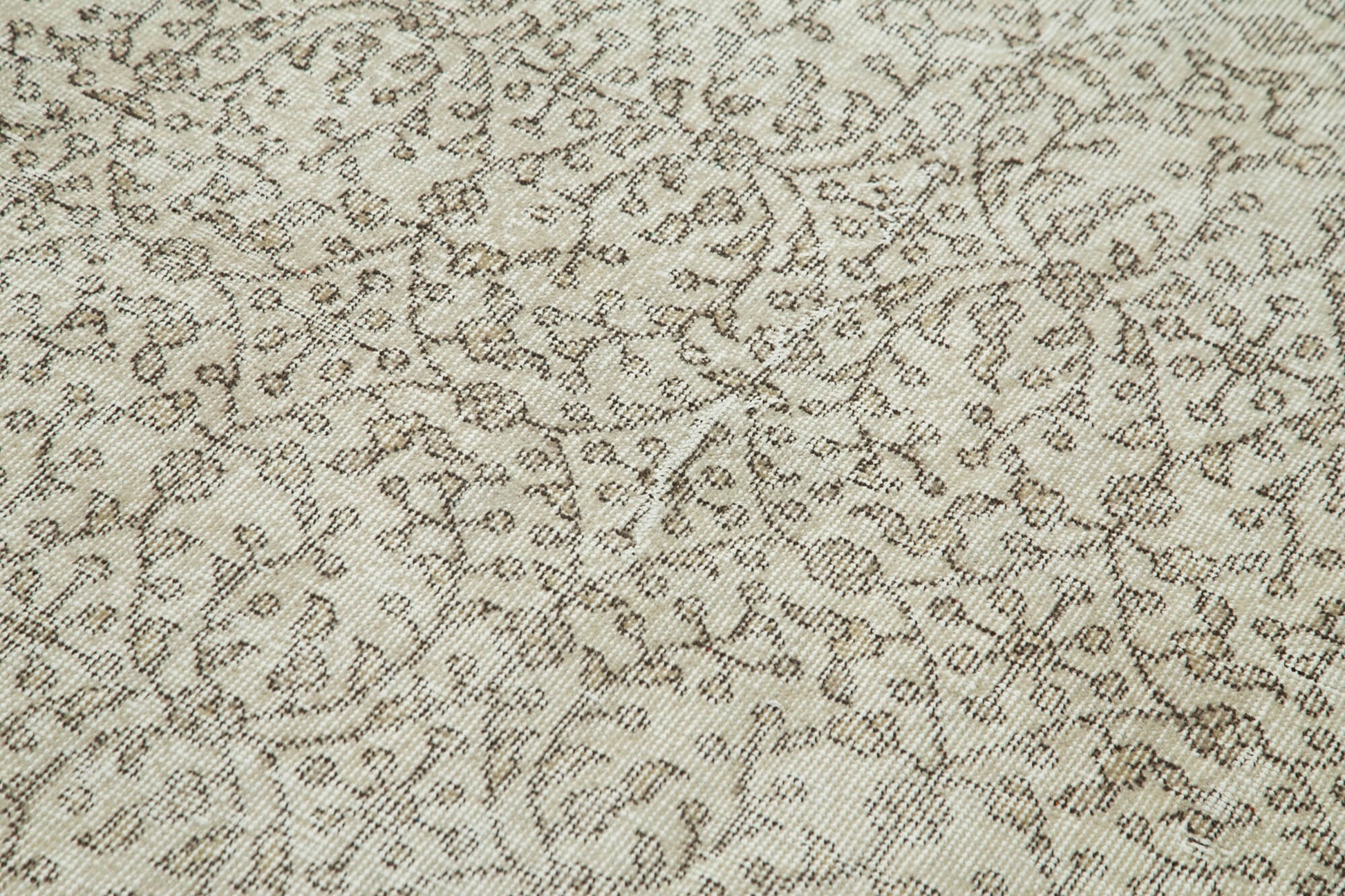 Overdyed Vintage Bej Eskitme Pamuk Yün El Dokuma Halısı 111x202 Agacan