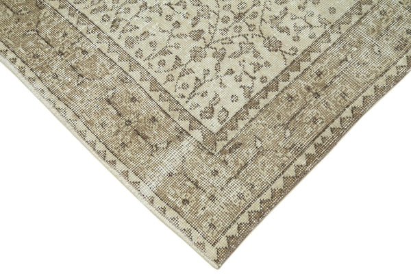 Overdyed Vintage Bej Eskitme Pamuk Yün El Dokuma Halısı 112x203 Agacan