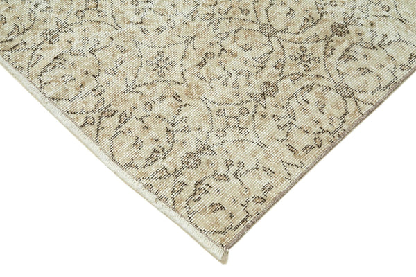 Overdyed Vintage Bej Eskitme Pamuk Yün El Dokuma Halısı 112x206 Agacan