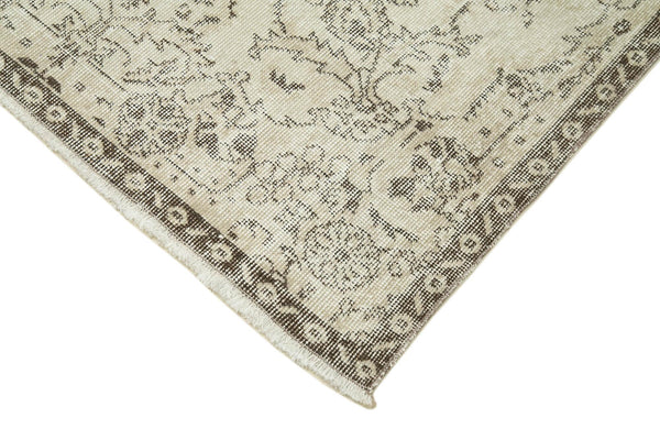 Overdyed Vintage Bej Eskitme Pamuk Yün El Dokuma Halısı 116x210 Agacan