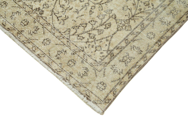 Overdyed Vintage Bej Eskitme Pamuk Yün El Dokuma Halısı 112x209 Agacan