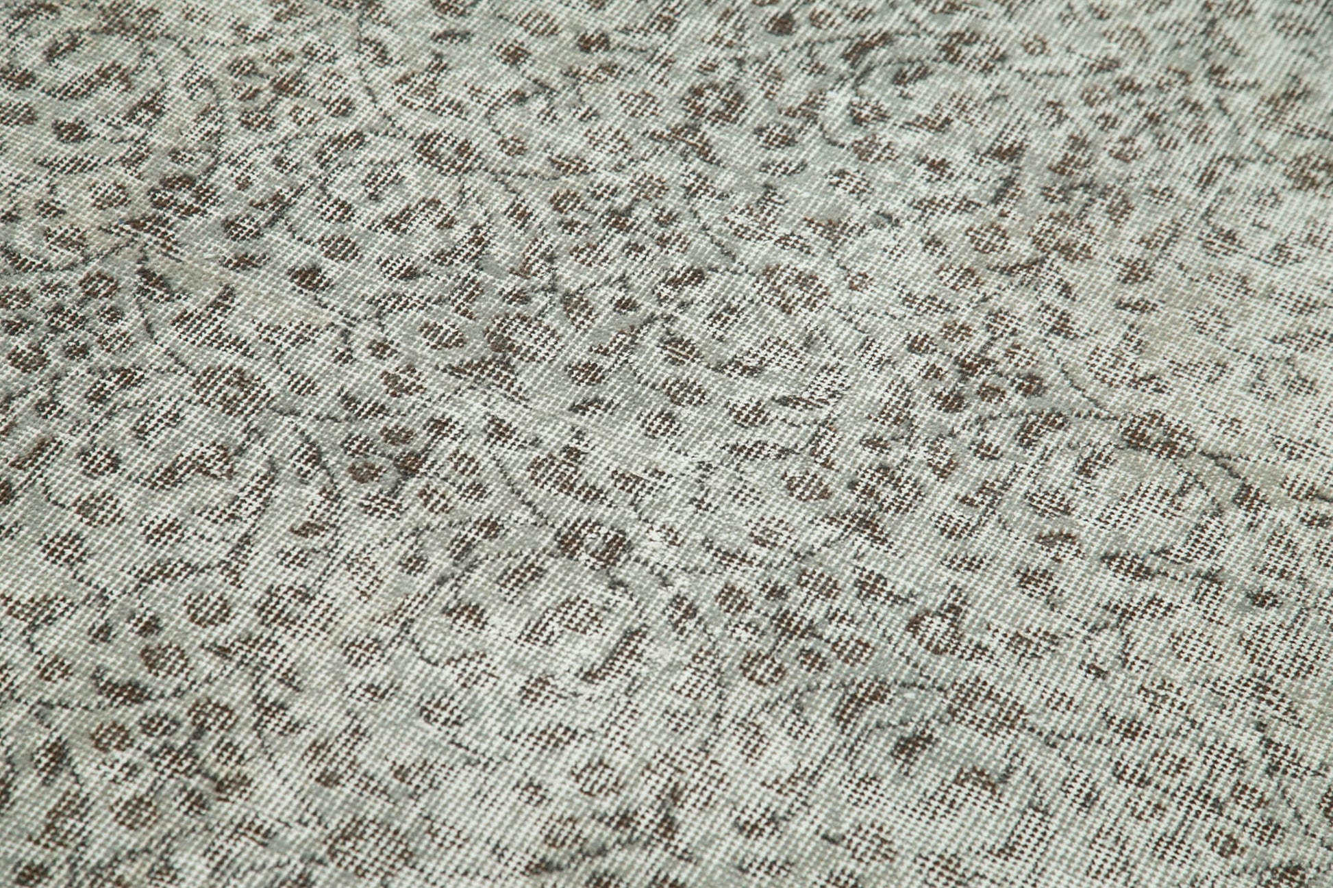 Overdyed Vintage Gri Eskitme Pamuk Yün El Dokuma Halısı 108x202 Agacan