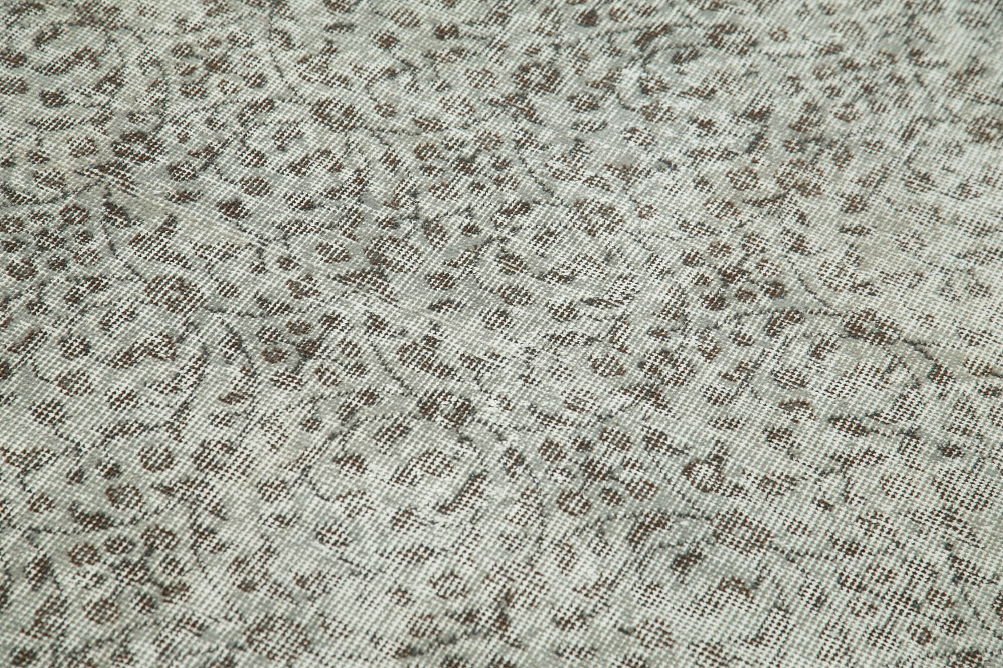 Overdyed Vintage Gri Eskitme Pamuk Yün El Dokuma Halısı 108x202 Agacan