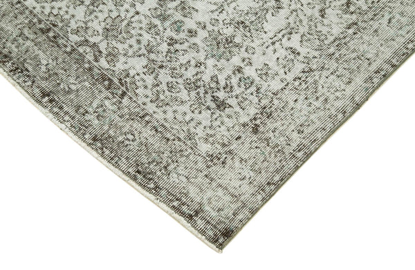 Overdyed Vintage Gri Eskitme Pamuk Yün El Dokuma Halısı 112x213 Agacan