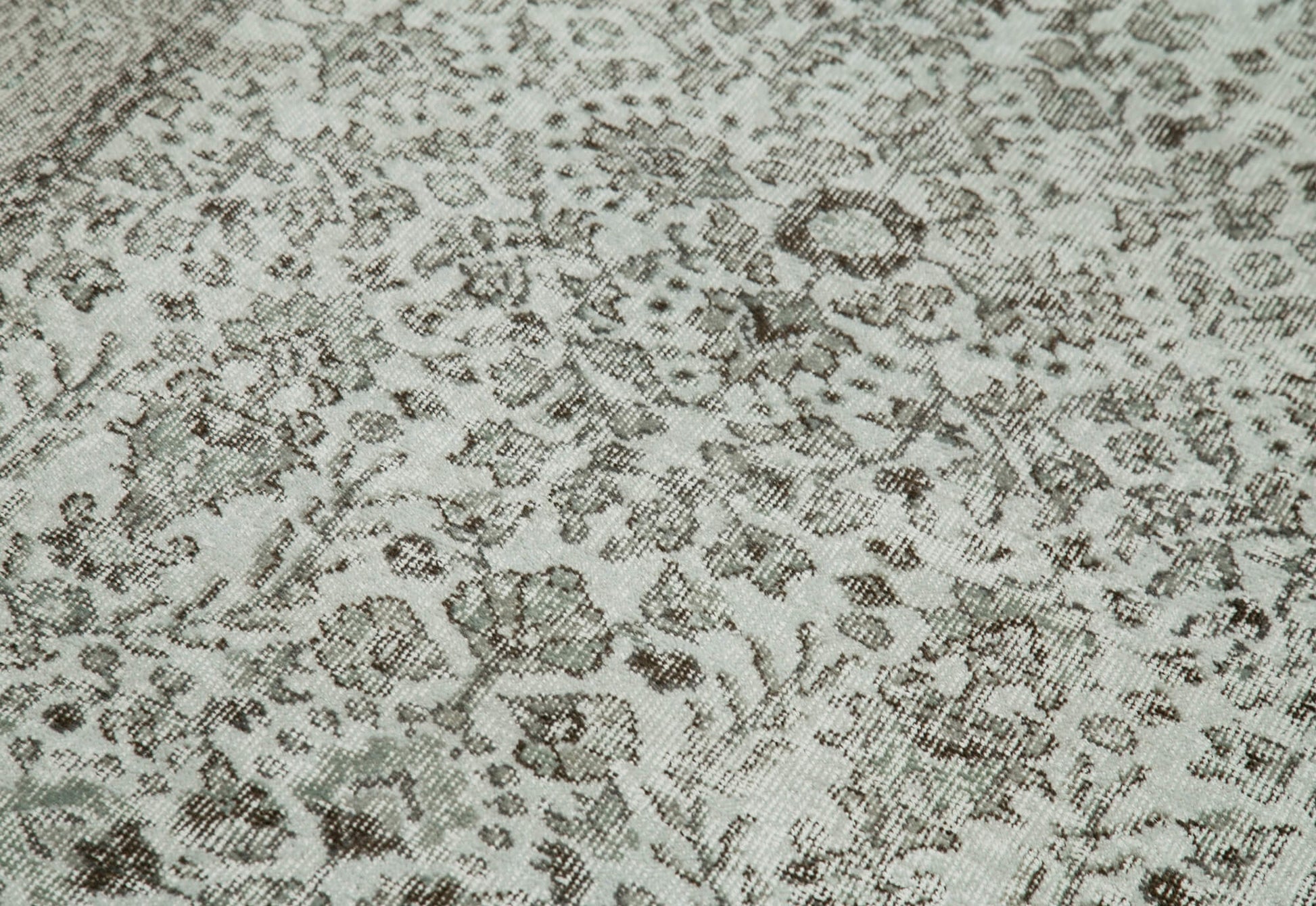 Overdyed Vintage Gri Eskitme Pamuk Yün El Dokuma Halısı 112x213 Agacan