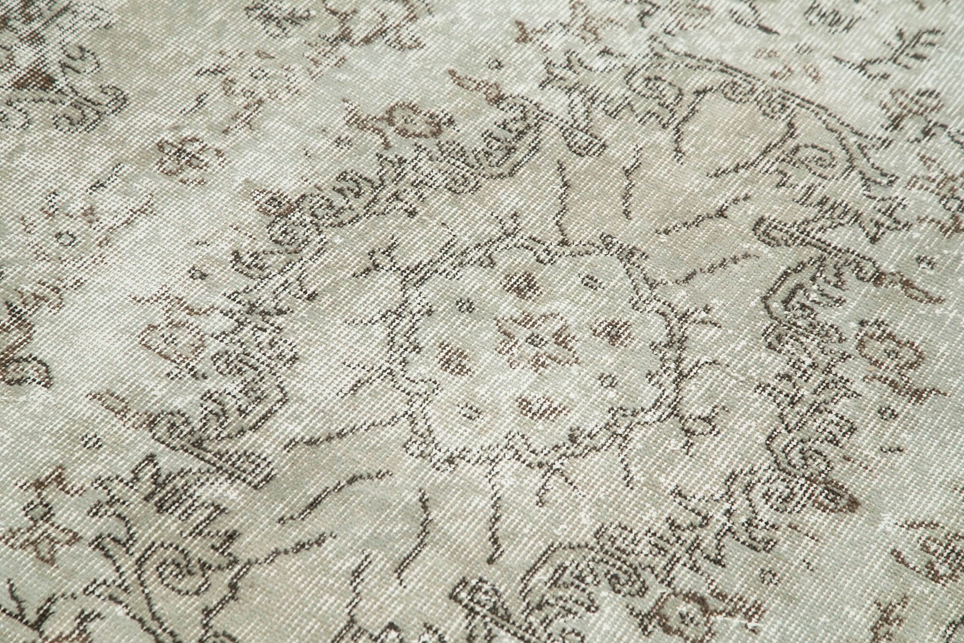 Overdyed Vintage Gri Eskitme Pamuk Yün El Dokuma Halısı 116x210 Agacan