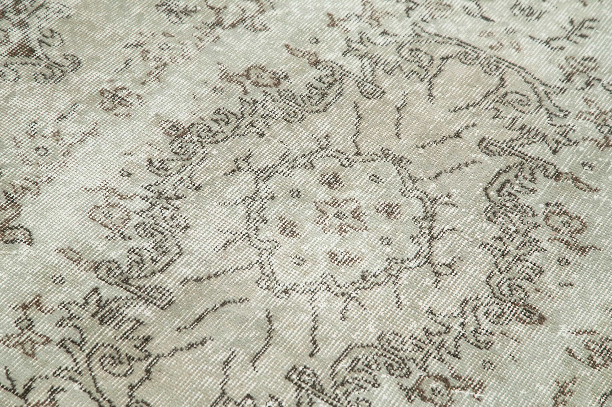 Overdyed Vintage Gri Eskitme Pamuk Yün El Dokuma Halısı 116x210 Agacan