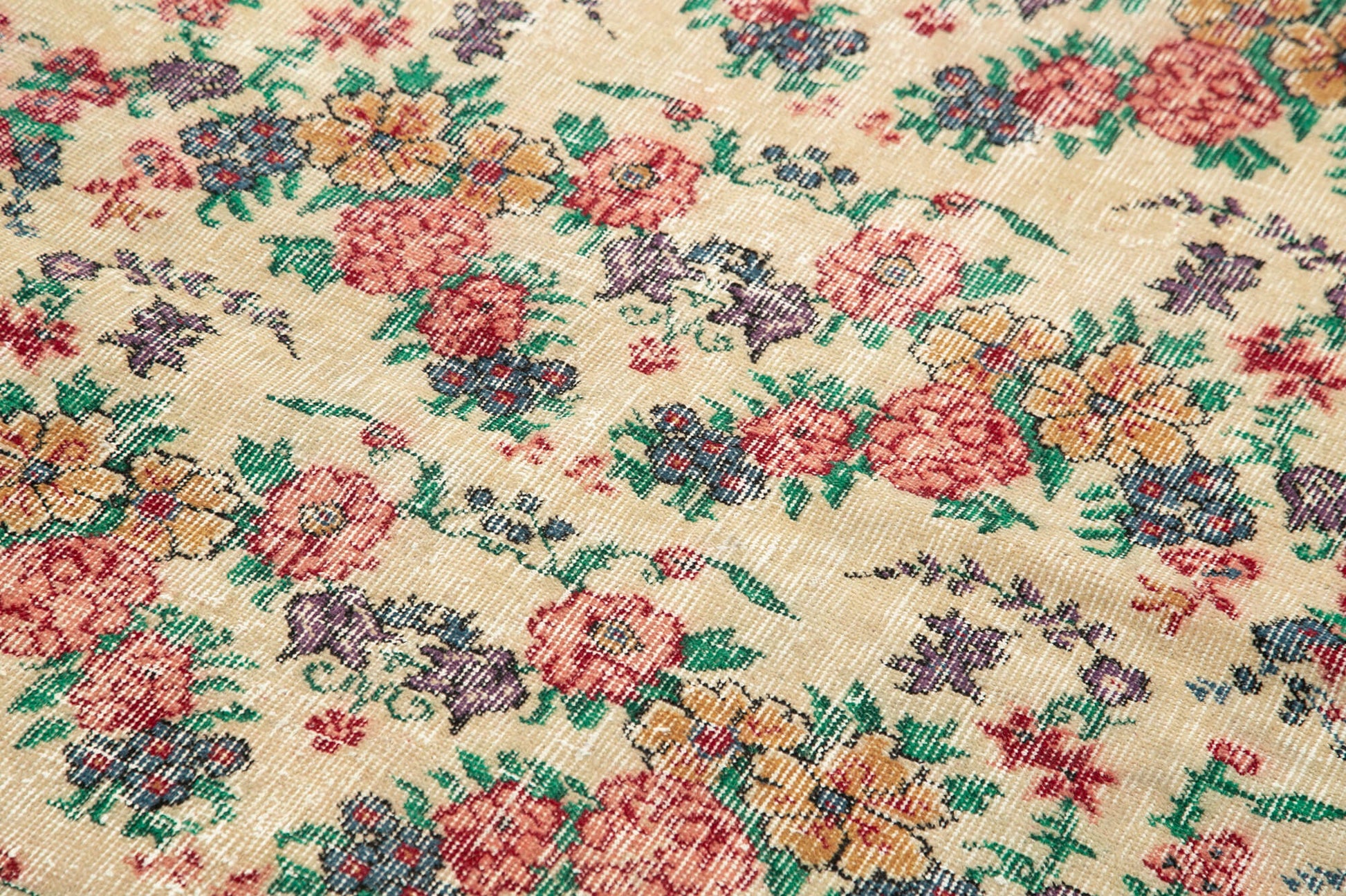 Overdyed Vintage Kırmızı Eskitme Pamuk Yün El Dokuma Halısı 123x211 Agacan