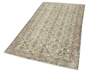 Overdyed Vintage Bej Eskitme Pamuk Yün El Dokuma Halısı 114x213 Agacan