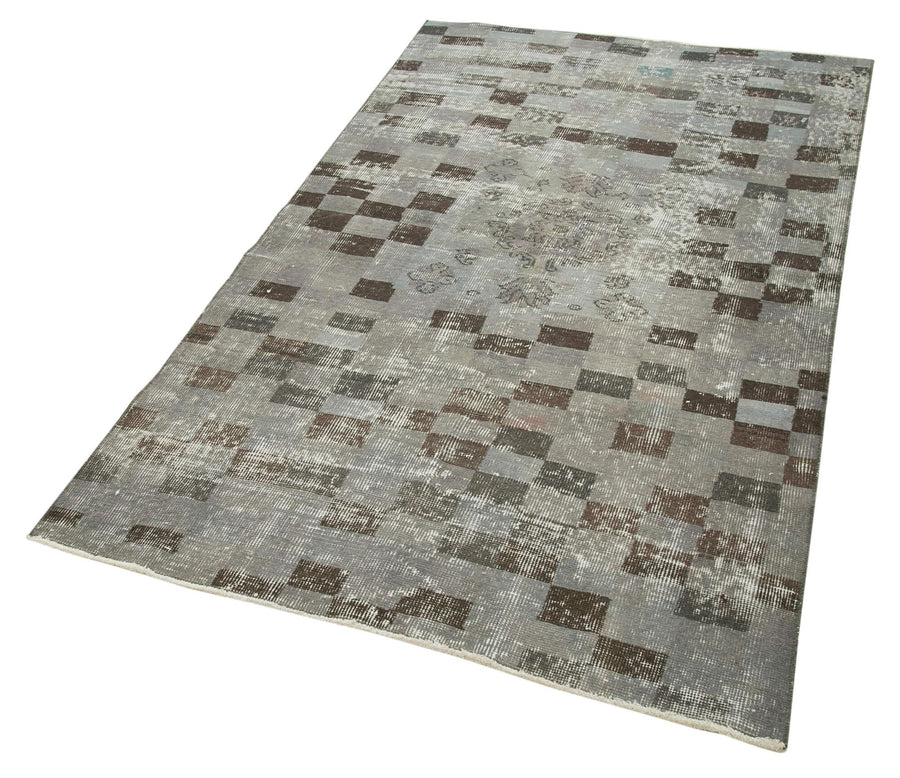 Overdyed Vintage Gri Eskitme Pamuk Yün El Dokuma Halısı 113x200 Agacan