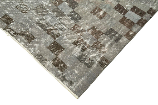 Overdyed Vintage Gri Eskitme Pamuk Yün El Dokuma Halısı 113x200 Agacan
