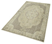Overdyed Vintage Bej Eskitme Pamuk Yün El Dokuma Halısı 114x210 Agacan