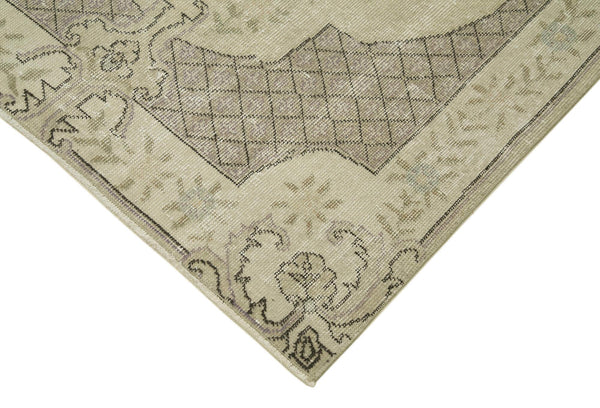 Overdyed Vintage Bej Eskitme Pamuk Yün El Dokuma Halısı 114x210 Agacan