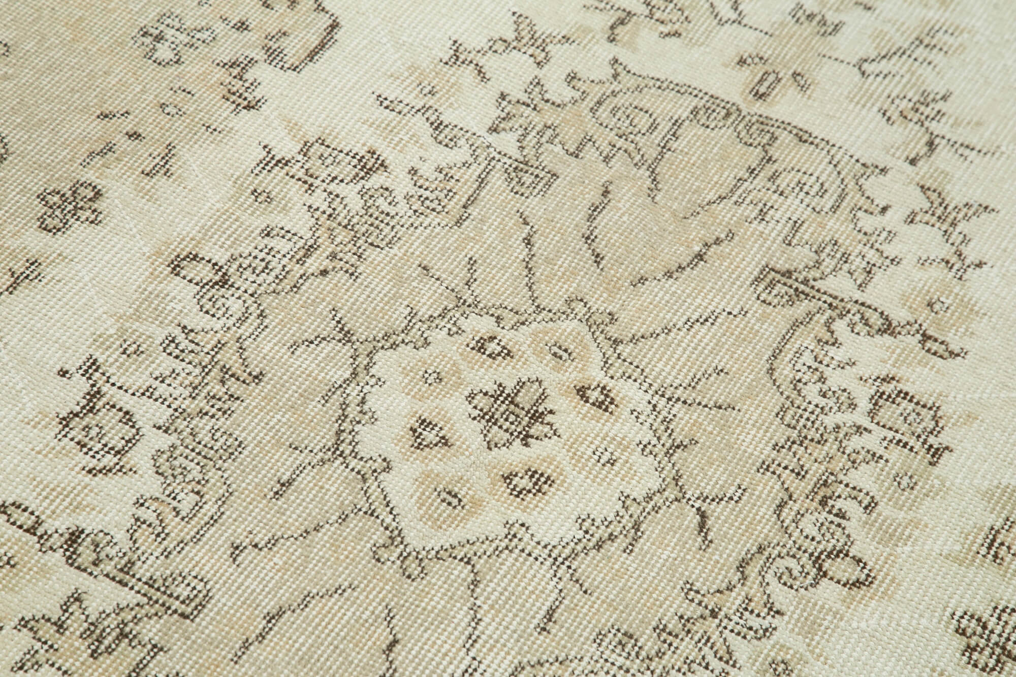 Overdyed Vintage Bej Eskitme Pamuk Yün El Dokuma Halısı 120x207 Agacan