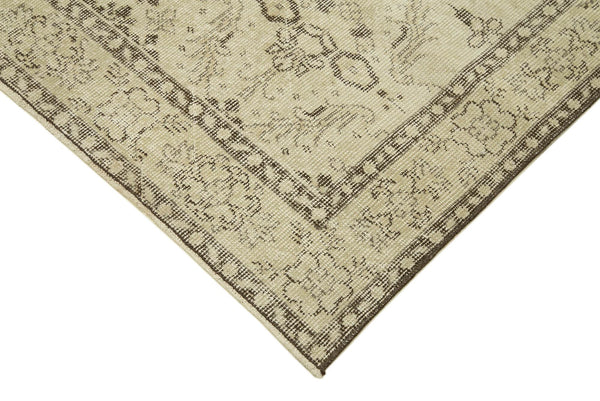 Overdyed Vintage Bej Eskitme Pamuk Yün El Dokuma Halısı 112x201 Agacan