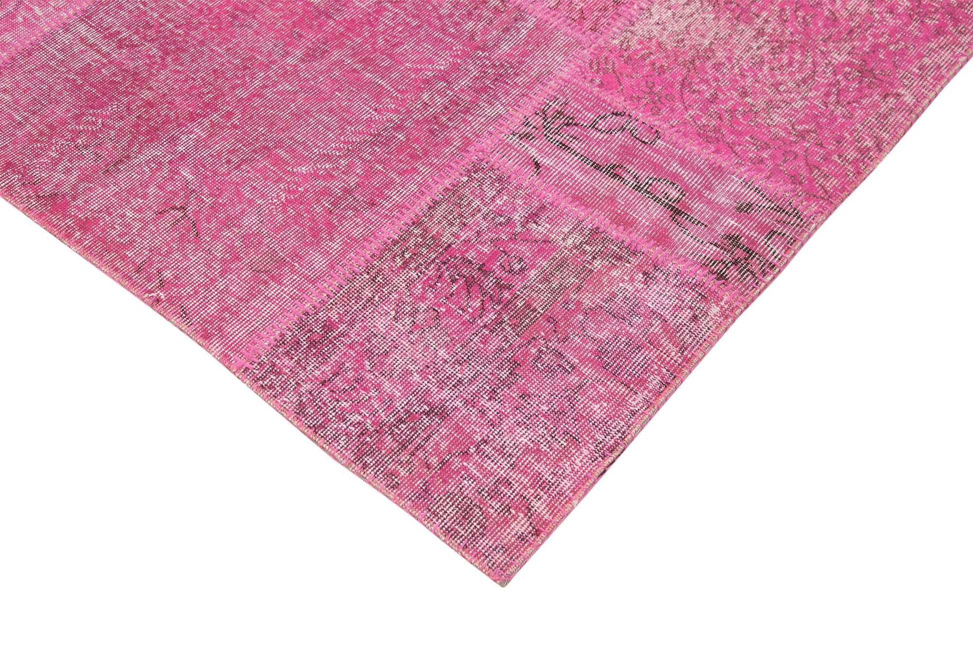 Kırk Yama Pembe Patchwork Pamuk Yün El Dokuma Halısı 250x350 Agacan