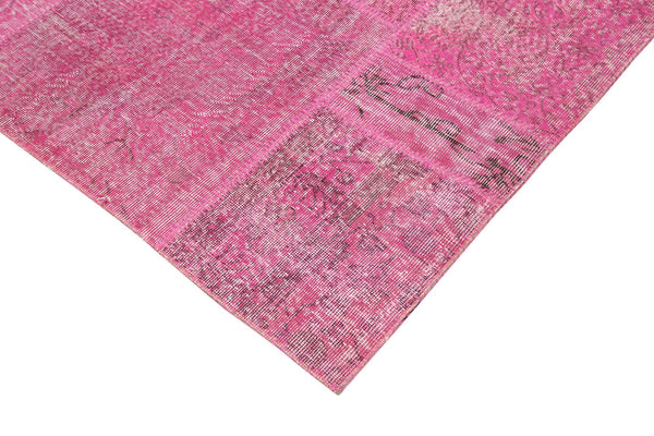 Kırk Yama Pembe Patchwork Pamuk Yün El Dokuma Halısı 250x350 Agacan