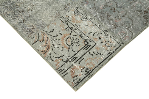 Kırk Yama Gri Patchwork Pamuk Yün El Dokuma Halısı 252x351 Agacan