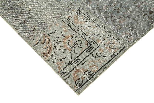 Kırk Yama Gri Patchwork Pamuk Yün El Dokuma Halısı 252x351 Agacan