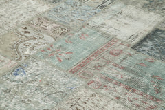 Kırk Yama Gri Patchwork Pamuk Yün El Dokuma Halısı 252x351 Agacan