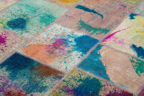 Kırk Yama Gri Patchwork Pamuk Yün El Dokuma Halısı 200x298 Agacan