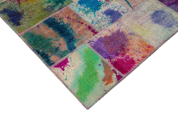 Kırk Yama Gri Patchwork Pamuk Yün El Dokuma Halısı 198x302 Agacan