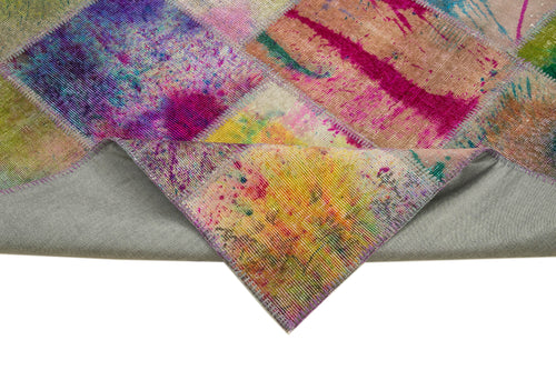 Kırk Yama Gri Patchwork Pamuk Yün El Dokuma Halısı 198x302 Agacan