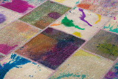 Kırk Yama Gri Patchwork Pamuk Yün El Dokuma Halısı 206x306 Agacan