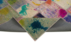 Kırk Yama Gri Patchwork Pamuk Yün El Dokuma Halısı 206x306 Agacan