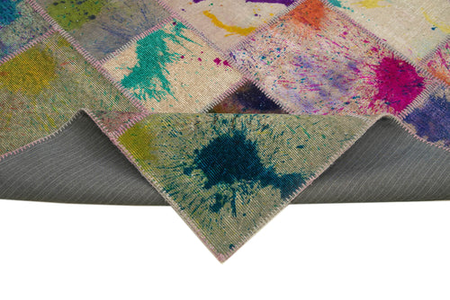 Kırk Yama Gri Patchwork Pamuk Yün El Dokuma Halısı 206x306 Agacan