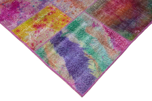 Kırk Yama Gri Patchwork Pamuk Yün El Dokuma Halısı 200x300 Agacan