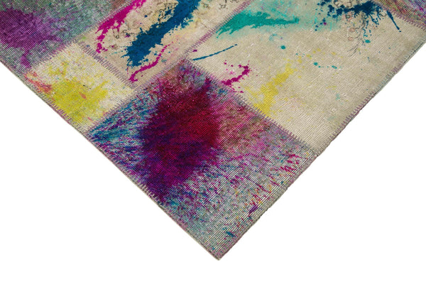 Kırk Yama Gri Patchwork Pamuk Yün El Dokuma Halısı 207x302 Agacan
