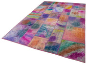 Kırk Yama Gri Patchwork Pamuk Yün El Dokuma Halısı 200x300 Agacan