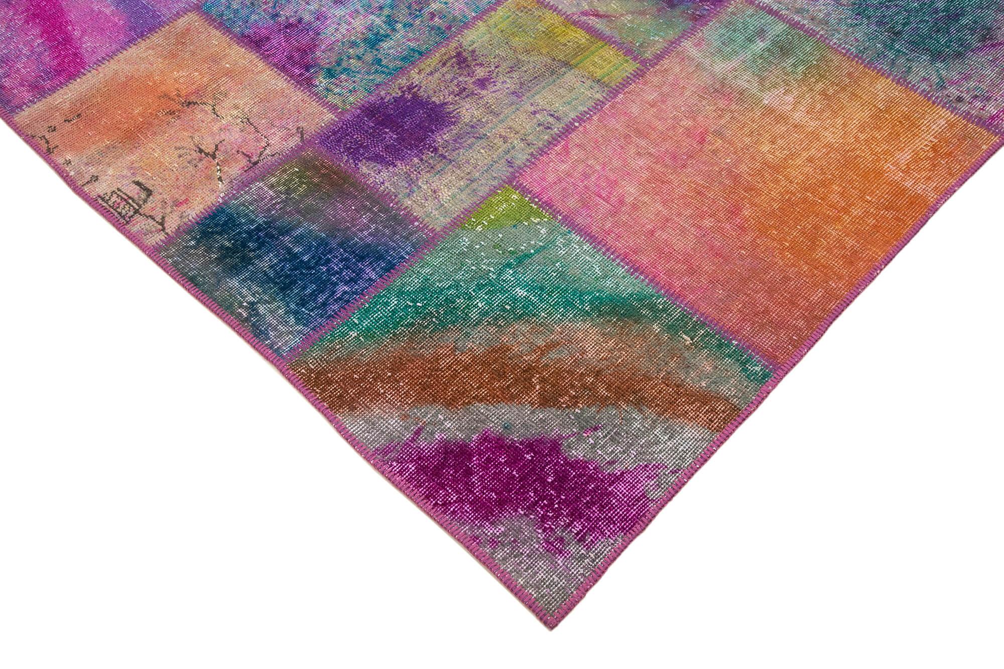 Kırk Yama Gri Patchwork Pamuk Yün El Dokuma Halısı 200x300 Agacan